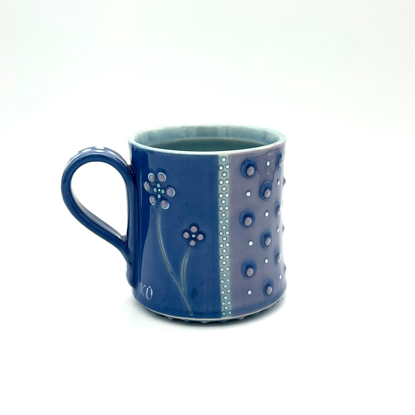Flower Polka Dot Straight Mug / Sapphire & Lavender