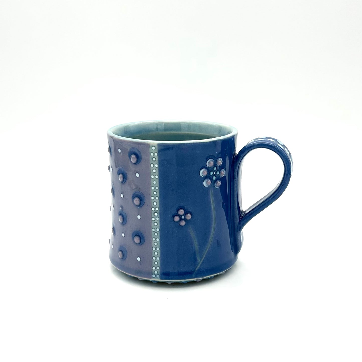 Flower Polka Dot Straight Mug / Sapphire & Lavender