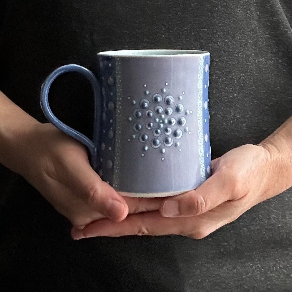 Mandala Polka Dot Sapphire and Lavender Mug