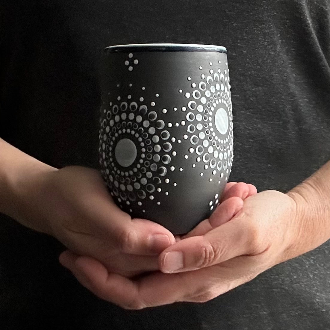 Wine Cup Black Mandala