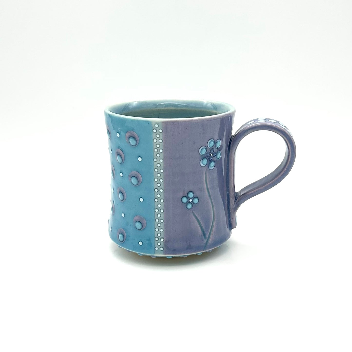 Flower Polka Dot Straight Mug / Lavender & Turquoise