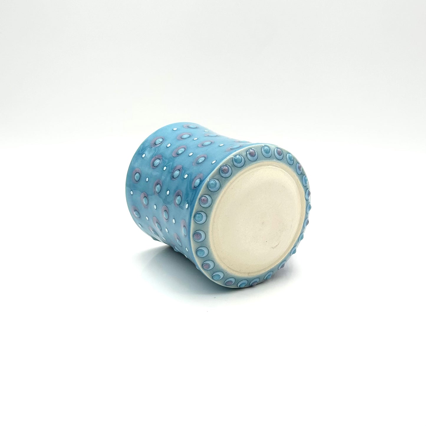 Flower Polka Dot Straight Mug / Lavender & Turquoise