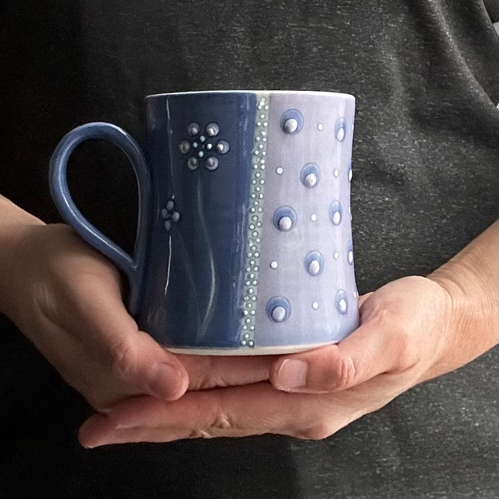 Flower Polka Dot Lavender & Sapphire Mug