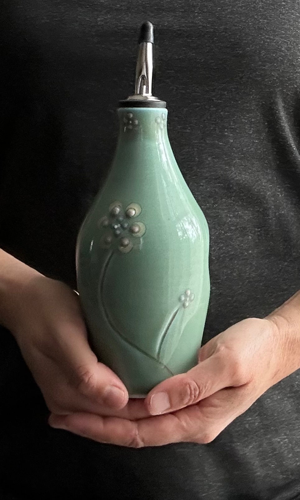 Oil Bottle Flower Green