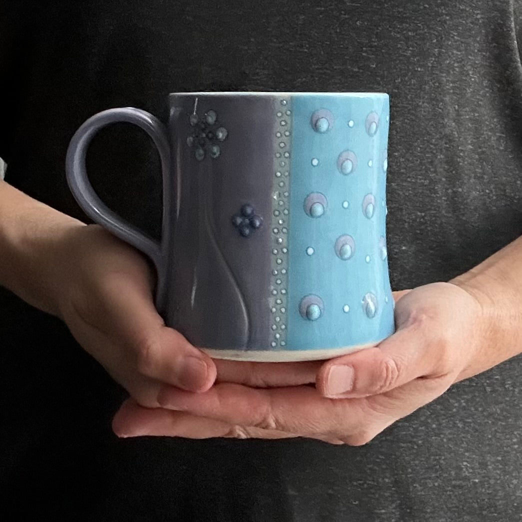 Flower Polka Dot Lavender & Turquoise Mug