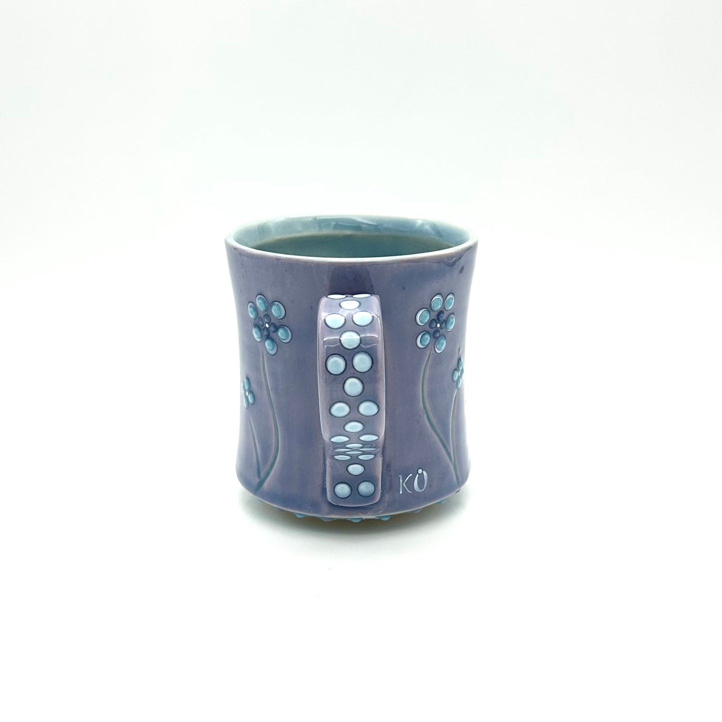 Flower Polka Dot Straight Mug / Lavender & Turquoise