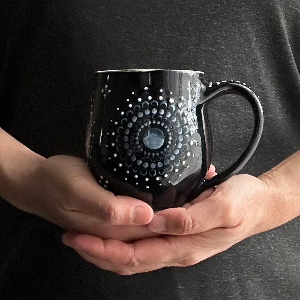Mug 1 Solid Black Mandala