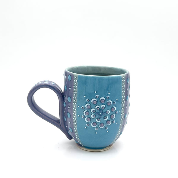 Mandala & Polka Dot mug “Turquoise & Lavender “