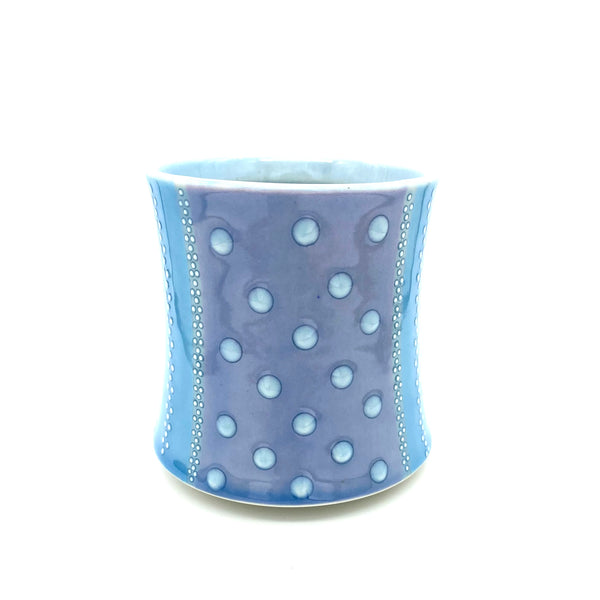 Large Striped Polka Dot Mug Lavender & Turquoise