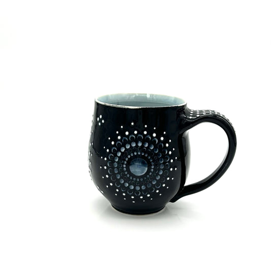 Mug 1 Solid Black Mandala
