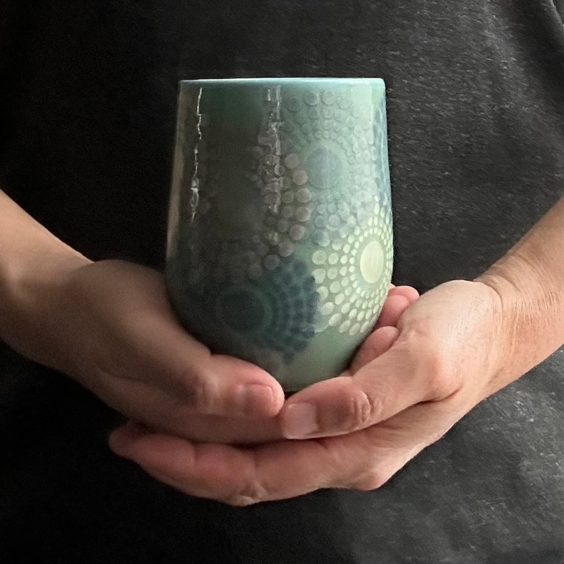 Wine Cup Multi Mandala Green cup 2