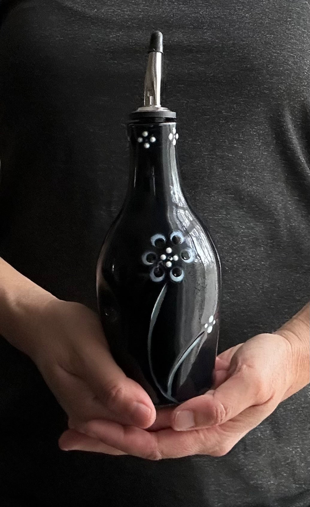 Oil Bottle Flower Black