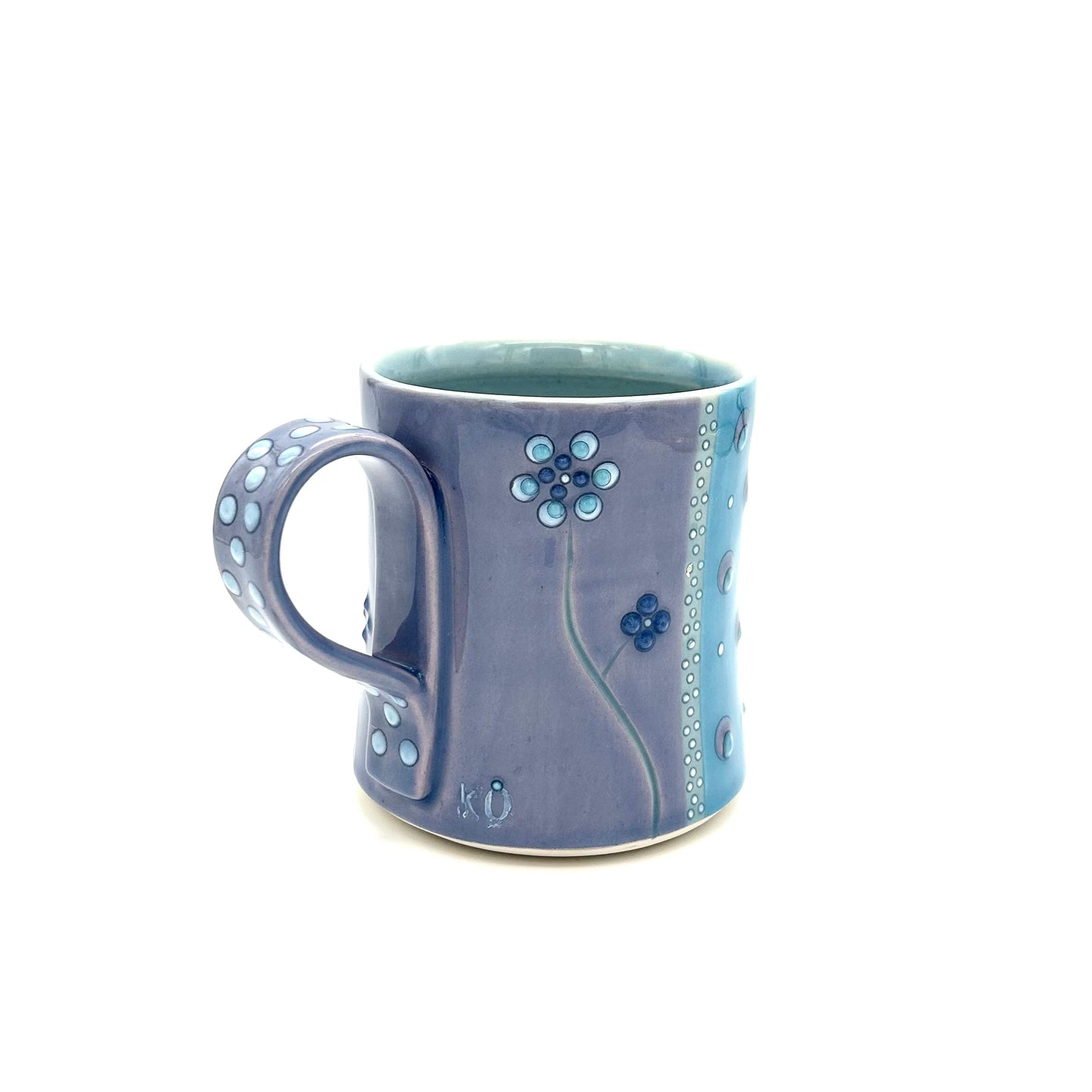 Flower Polka Dot Lavender & Turquoise Mug