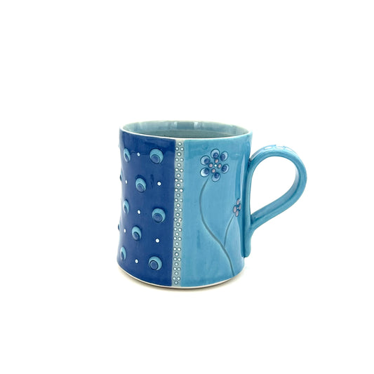 Flower Polka Dot Turquoise & Sapphire Mug