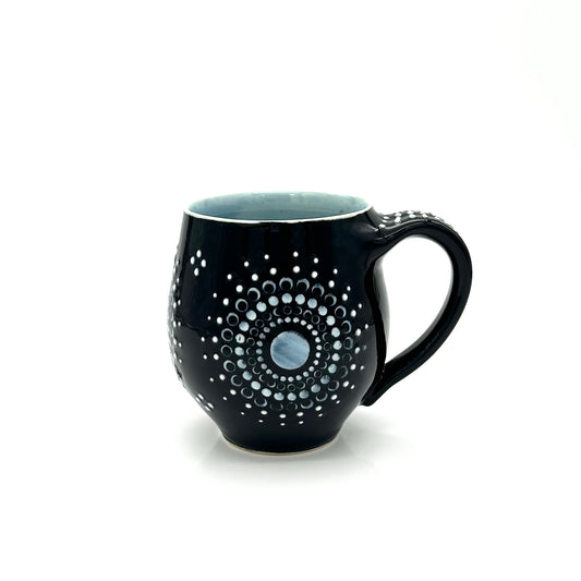 Mug 2 Solid Black Mandala