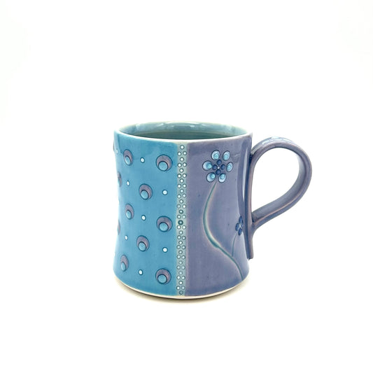Flower Polka Dot Lavender & Turquoise Mug
