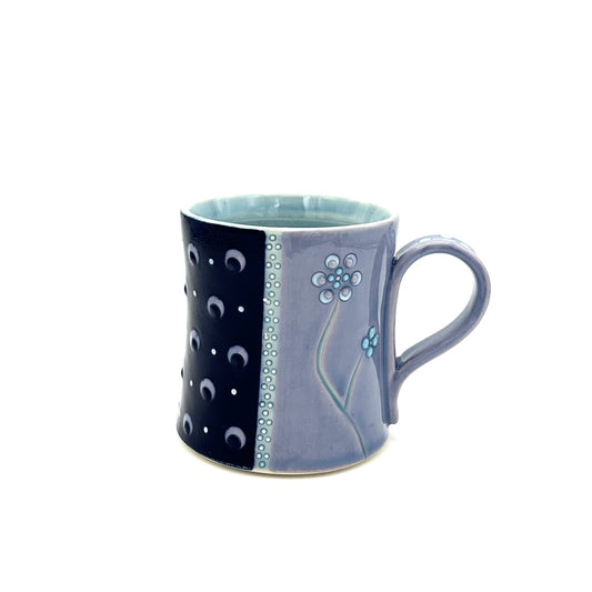 Flower Polka Dot Lavender & Mazarine Mug
