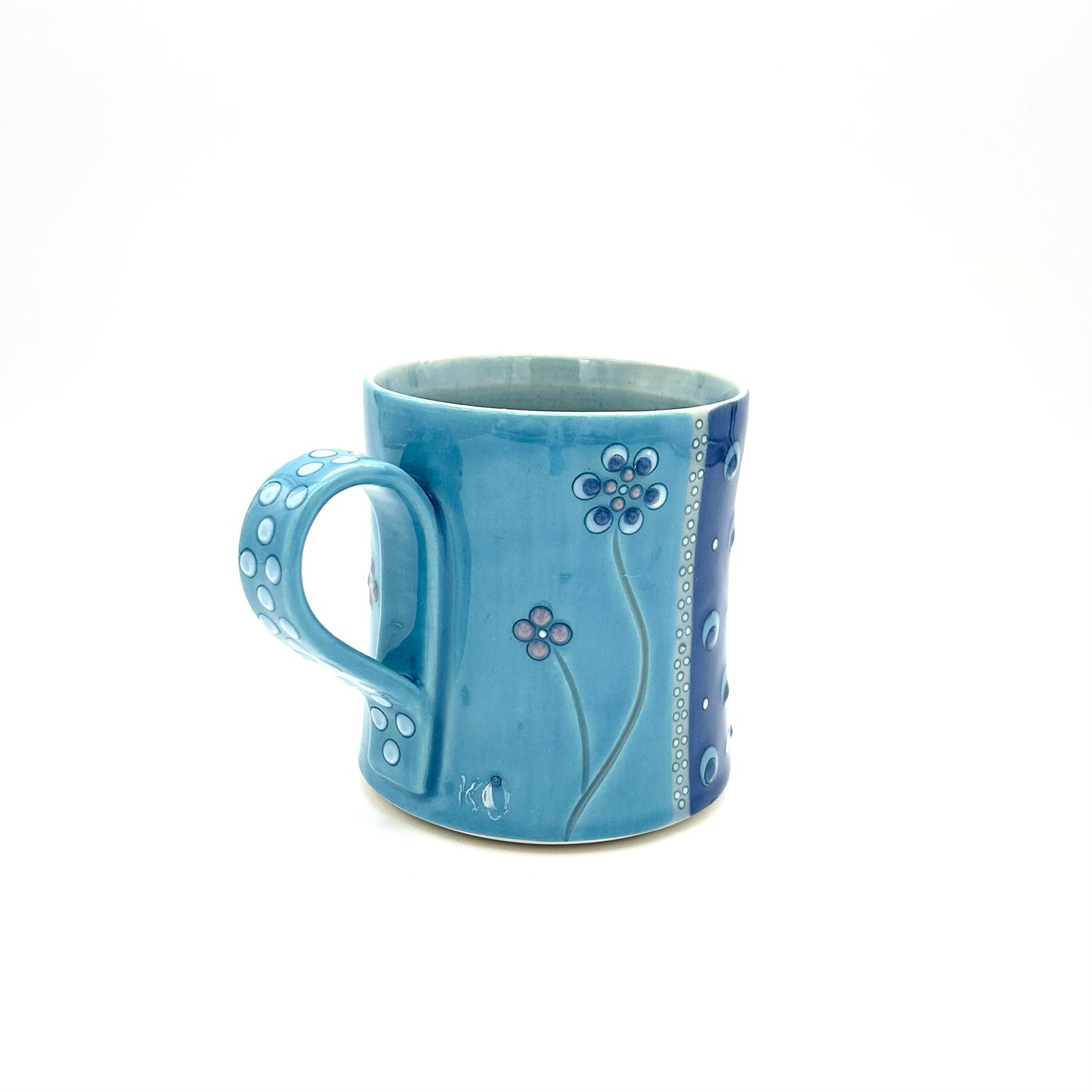 Flower Polka Dot Turquoise & Sapphire Mug