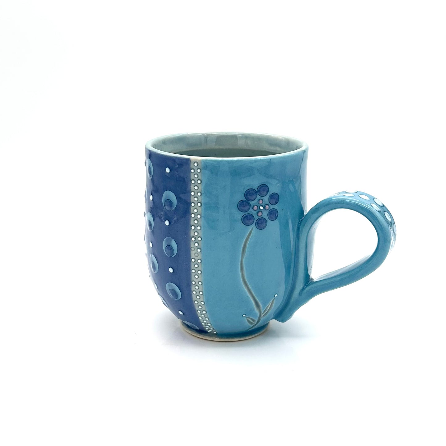 Flower Polka Dot Mug / Turquoise & Sapphire