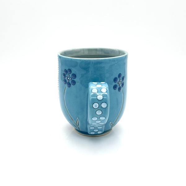 Flower & Polka Dot Mug “Turquoise & Sapphire”