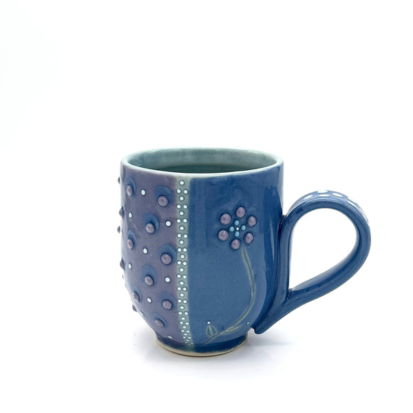 Flower & Polka Dot Mug “Delphinium & Lavender”