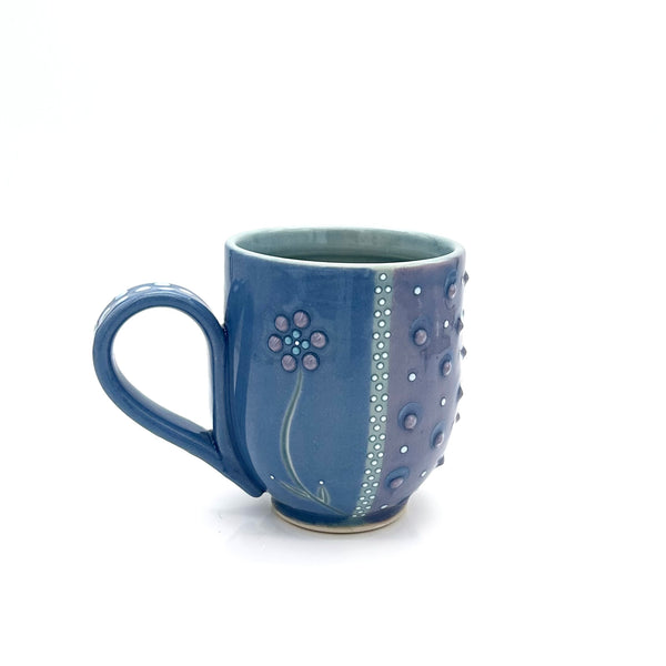 Flower & Polka Dot Mug “Delphinium & Lavender”