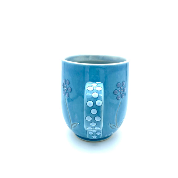 Flower & Polka Dot Mug Turquoise & Delphinium